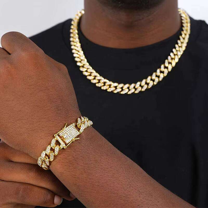 Hip Hop Jewelry Punk Gold Plated Cuban Link Silicone Zircon Ice Tennis Bracelet10mm