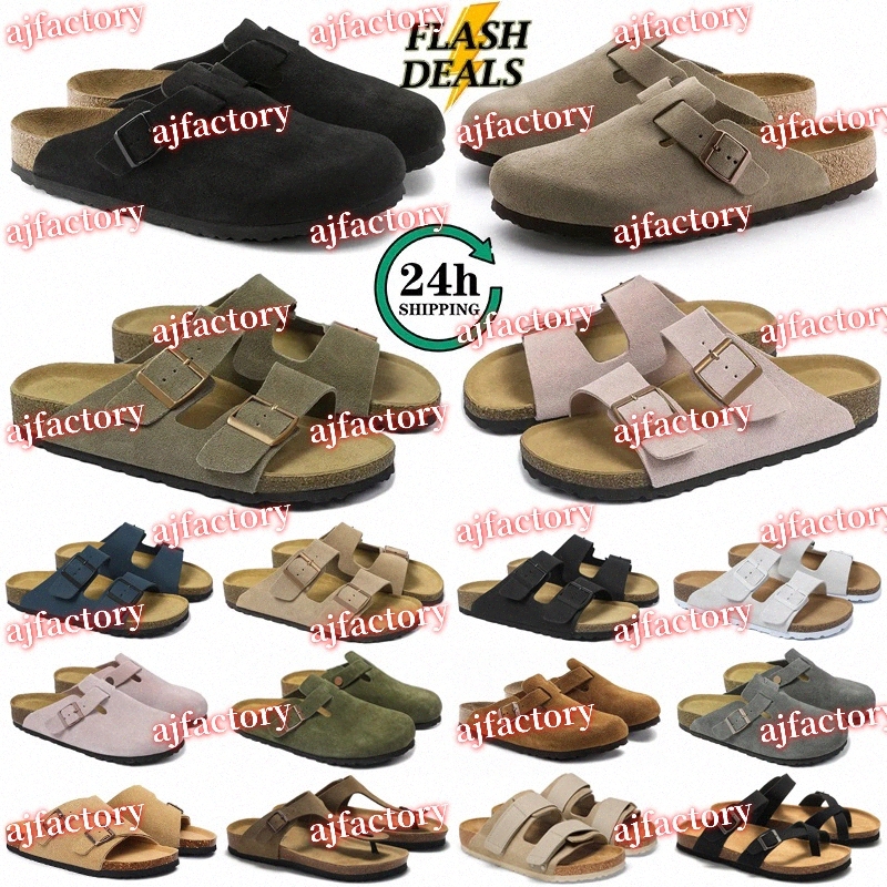 Designer Clogs Women Men Sandals Slippers Mules Cork Flat Soft Fluffy Fashion Suede Taupe Summer Leather Black Blue Grey Slide Beach Casual Shoes n0