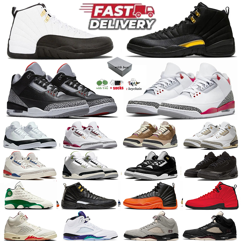 Designer Basketball Shoes 3s 5s 12s Men Platform Trainers Sports Shoes Luxury Black Cement Cardinal Red Dark Iris Fire Red Mocha Pine Green Sneakers