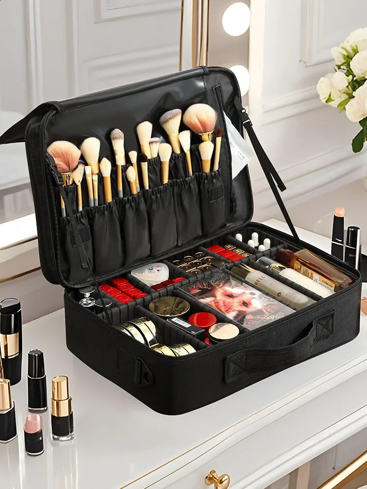 1 Pc Partition professional womens travel large capacity embroidery nail art and makeup artist toolbox cosmetics storage bags 250812