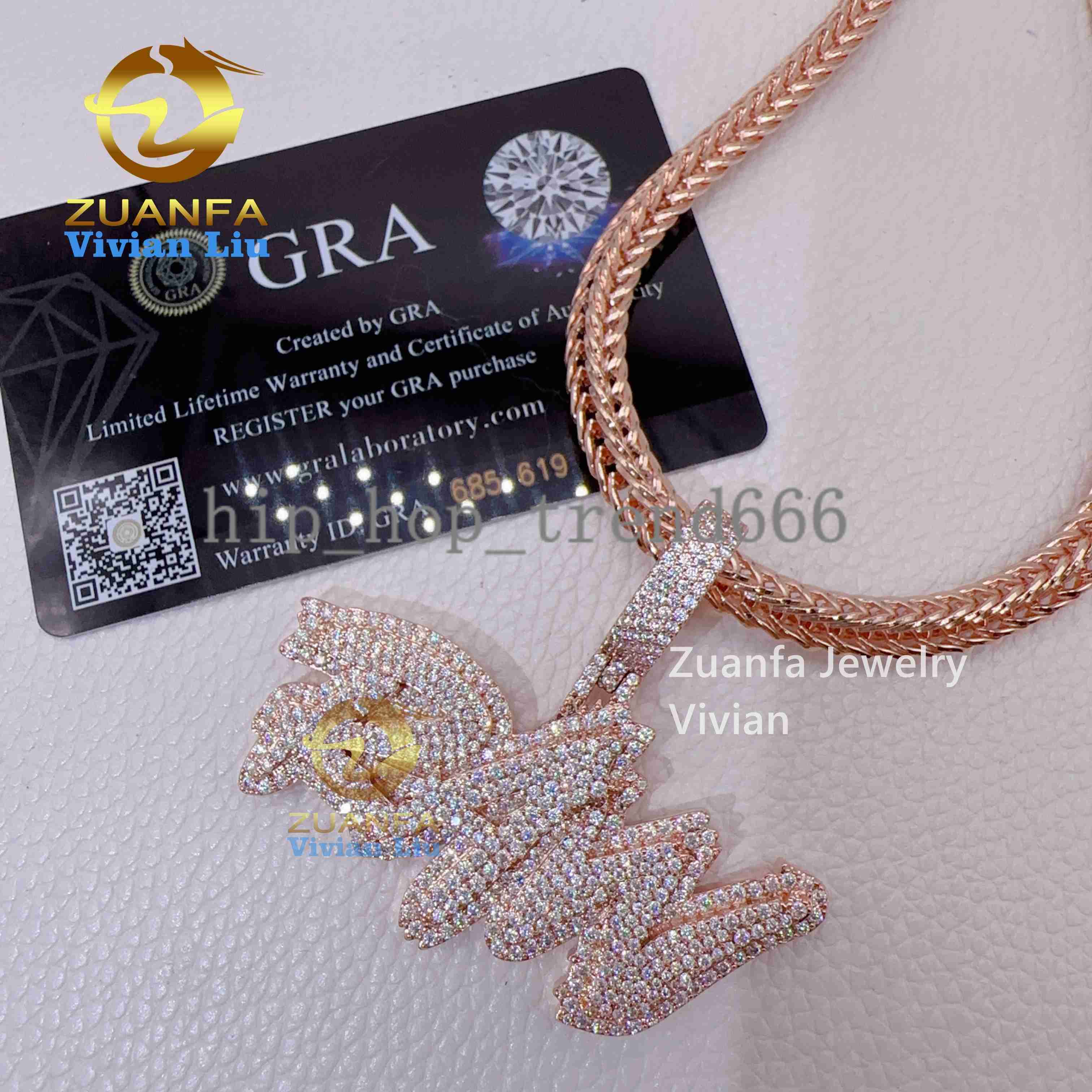 Hip Hop Diamond Luxury Fine Jewelry Iced Out Vvs Moissanite Silver Custom Name Letter Pendant