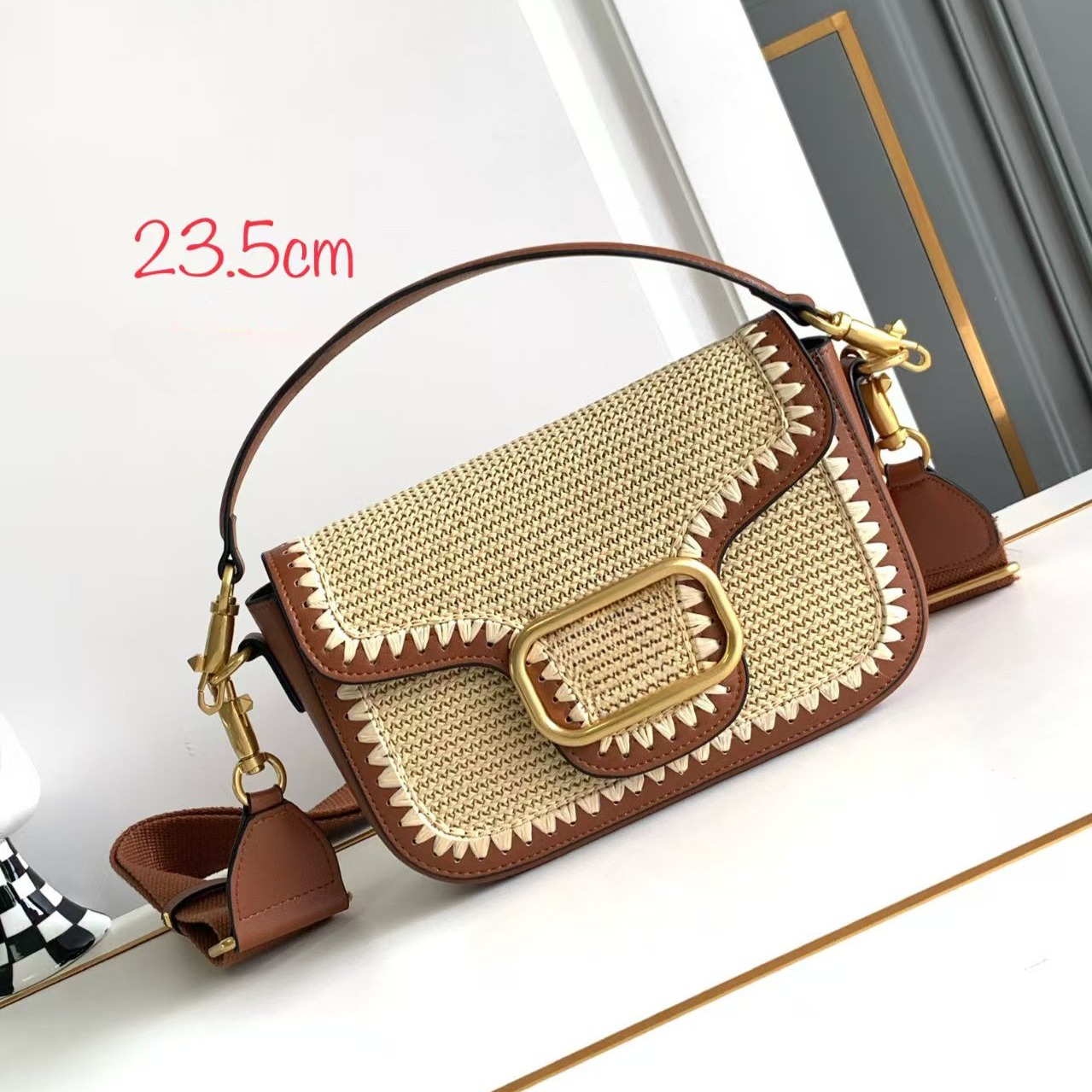 Handmade Knitting Patchwork Shoulder Bag Real Leather Purses And Handbags Cover Two-tone Cross Body Bag Wide Strap Vintage Designer 2025 New Hand Cl