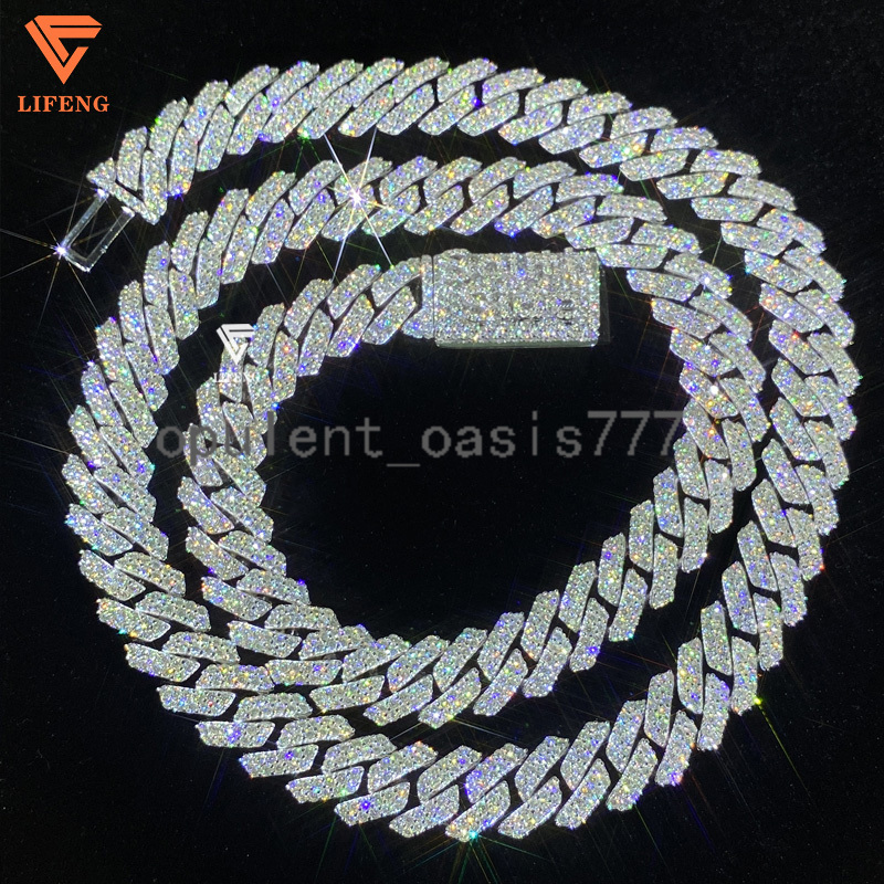Ready to Ship 925 Silver VVS Chain Moissanite Hip Hop Miami 12mm Cuban Link Necklace for Men Diamond Tester Necklace