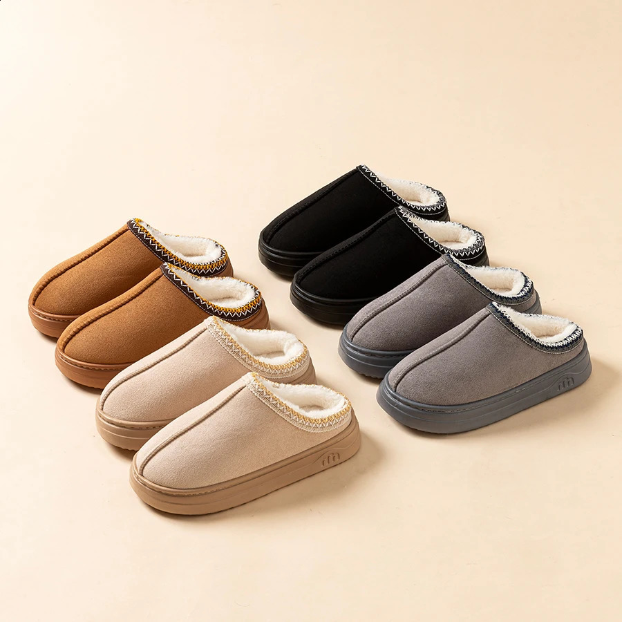 Winter Mens Slippers Indoor Bedroom Breathable Warm Snow Boots Women Outdoor Soft Sole Anti-slip Home Cotton Shoes Couple 250815