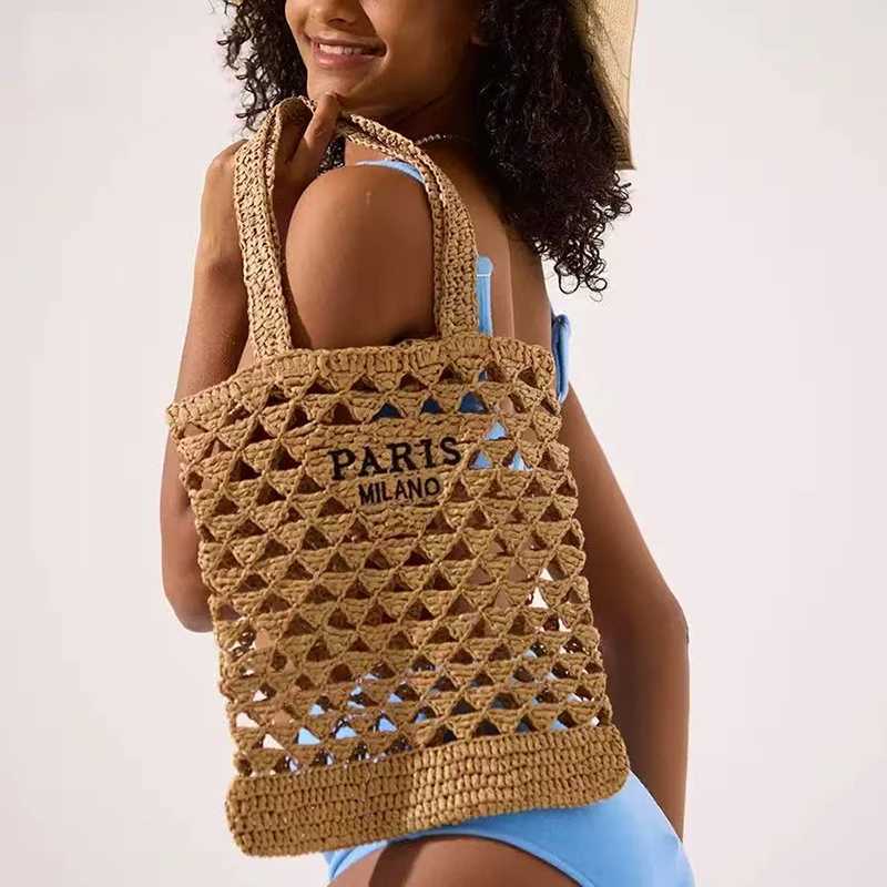 Summer Beach Hollow Straw Handbag Letter Woven Handbag Fashionable Large Capacity Designer Handmade Summer Beach Shoulder Bag Z250816
