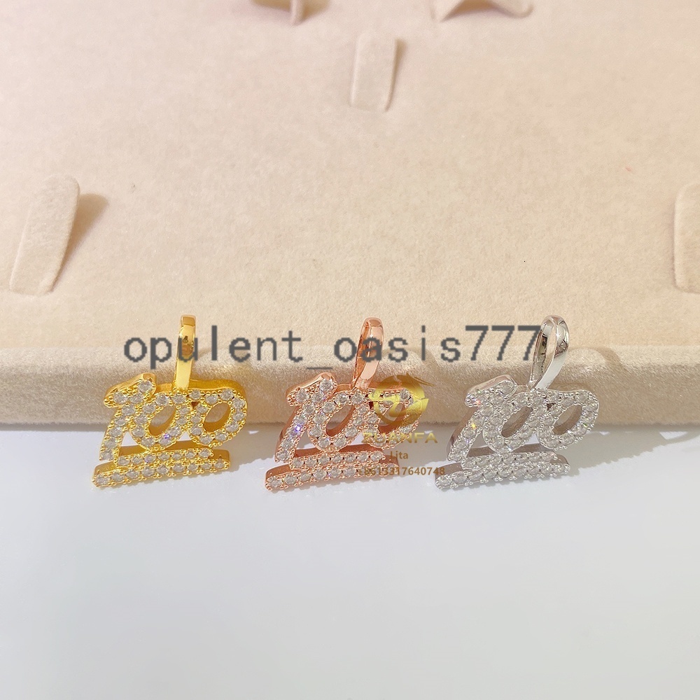 Pass Diamond Tester 100% Moissanite Jewelry Roses Gold Plated Sterling Silver Charms Round Diamond Pendant Necklace