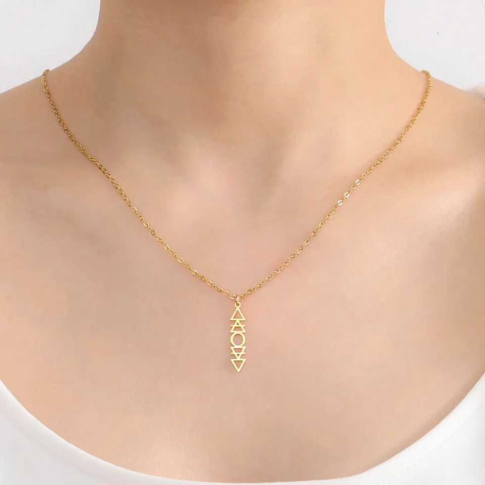 Skyrim 4 Alchemical Symbols Pendant Necklace for Women Girls Stainless Steel Gold Color Chain Earth Air Water Fire Jewelry Gift XJ250816