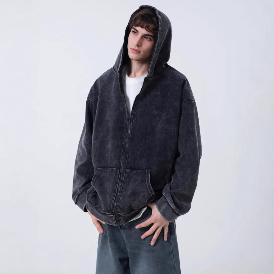 2025 Autumn Winter Washed Hooded Sweatshirt Unisex 400g Large Terry American Batik hoodie Vintage Top Trendy