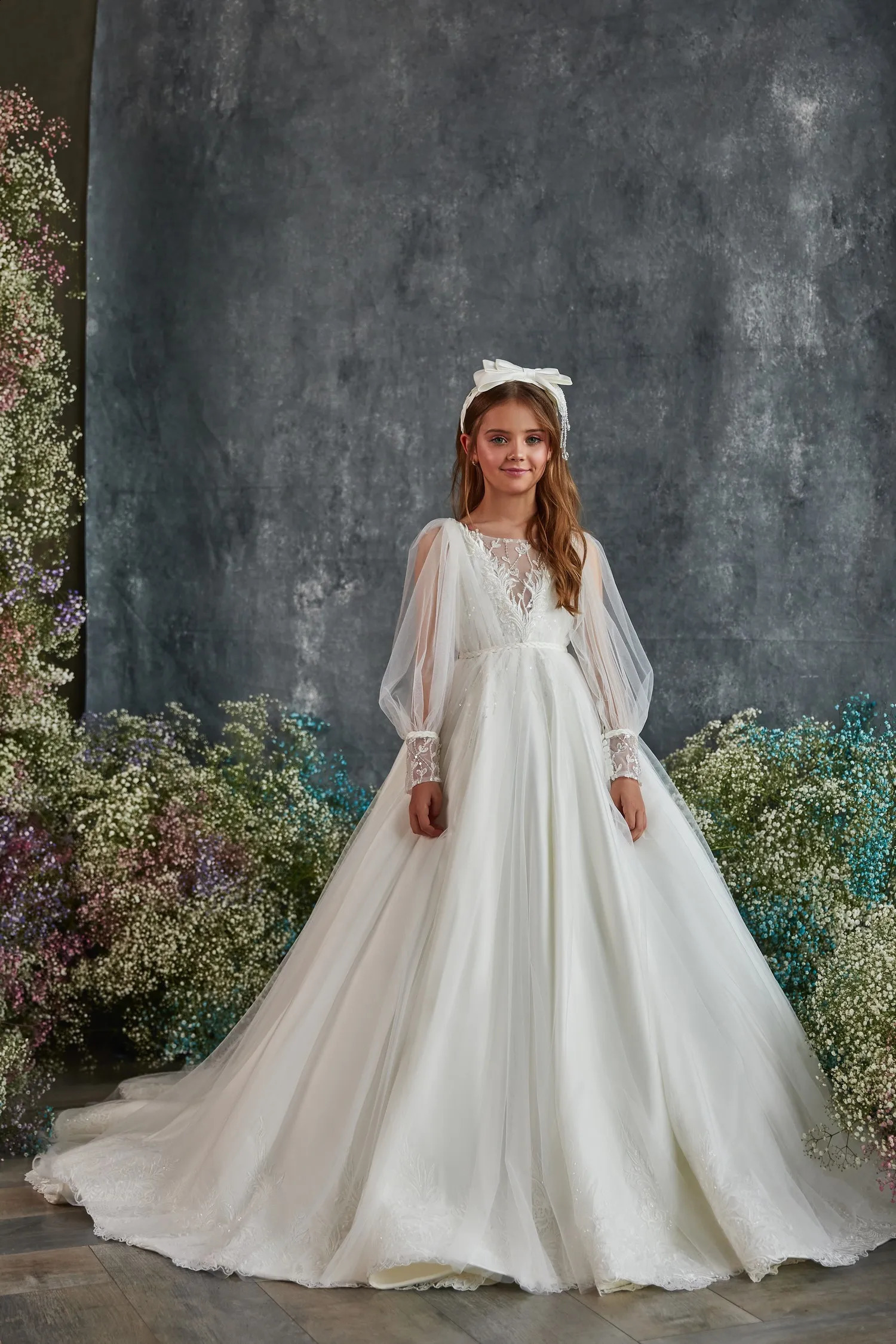 Robes de fille de fleur pour les perles de paillettes de mariage à moitié longues pour tout-petit concours de concours de concours d'anniversaire
