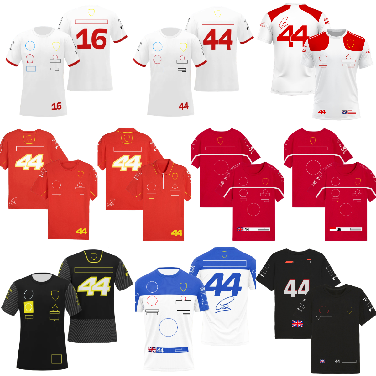 F1 Team 2025 Season Men's Short Sleeve T-shirt Unisex Formula 1 Racing 44 16 Driver T-shirts for Fans Red Polo Shirt Custom Team Logo