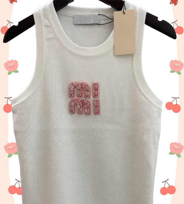 Women's Jeans womens miu tank tops graphic tee designer luxury vest sleeveless camis pure cotton fashionable knitted camisole teesknitted camis