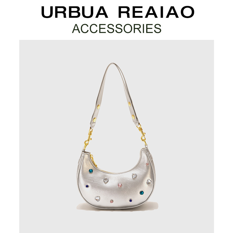 Colorful Diamond Underarm for Women Summer New Trendy High-end Silver Crescent Hot Girl Single Shoulder Crossbody Bag