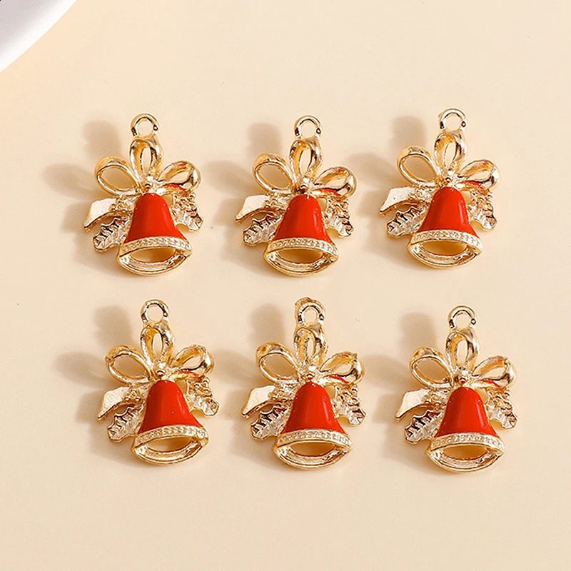 10pcs 16 * 21 mm en émail de Noël Charmes de cloche bricolage pour les bracelets pendentifs boucles d'oreilles créatives de cadeaux de charmes ac
