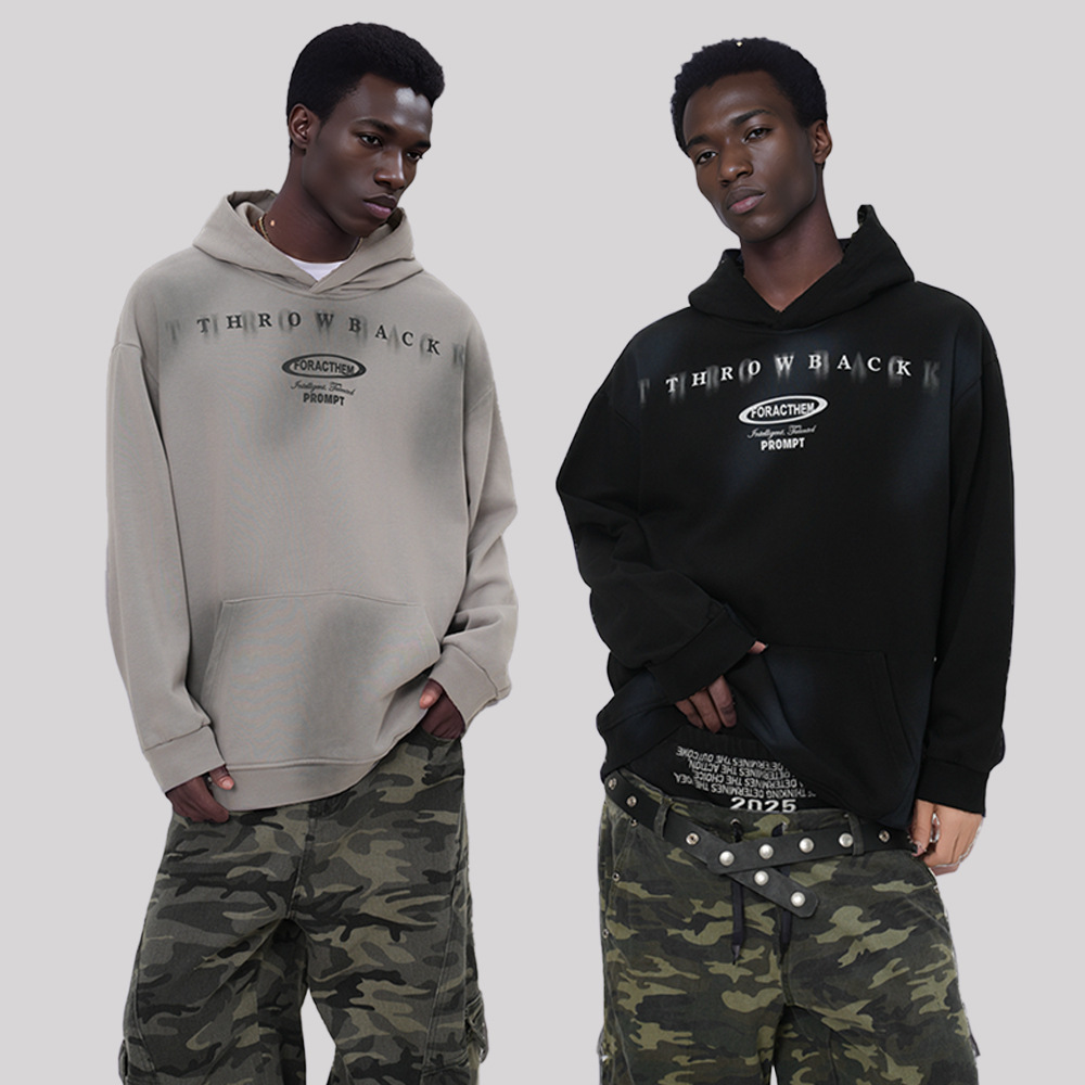 2025 Autumn Winter Spray Washed Trendy Sports Sweatshirt hoodie Men's Hoodie