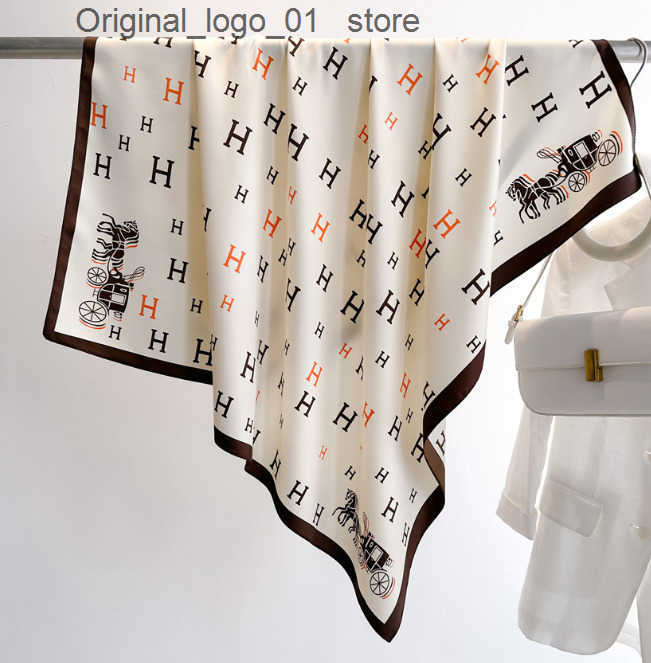 Elegant Square Imprimer une fausse écharpe en soie accessoire de mode polyvalent pour les sacs à main et les cheveux - 90x90cm Z250813