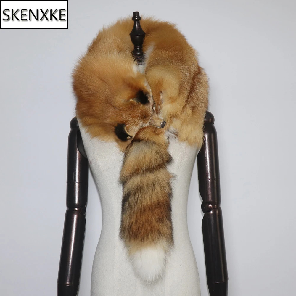 2025 Party Women Real Winter Fox Fur Scarves Natural One-Piece Fox Fur Collar Warm Soft Real Fox Fur Scarf 250812
