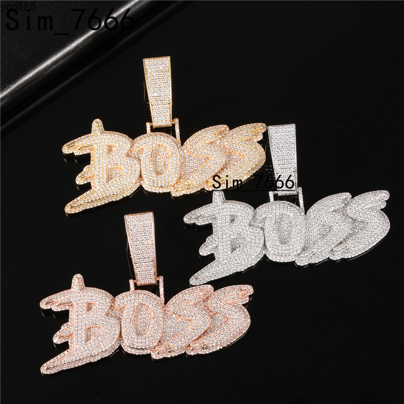 Krkc 14k Real White Gold Solid Gold Plated Initial Hip Hop Jewelry Diamond Iced Out Pendants Necklaces Customize Name Chain