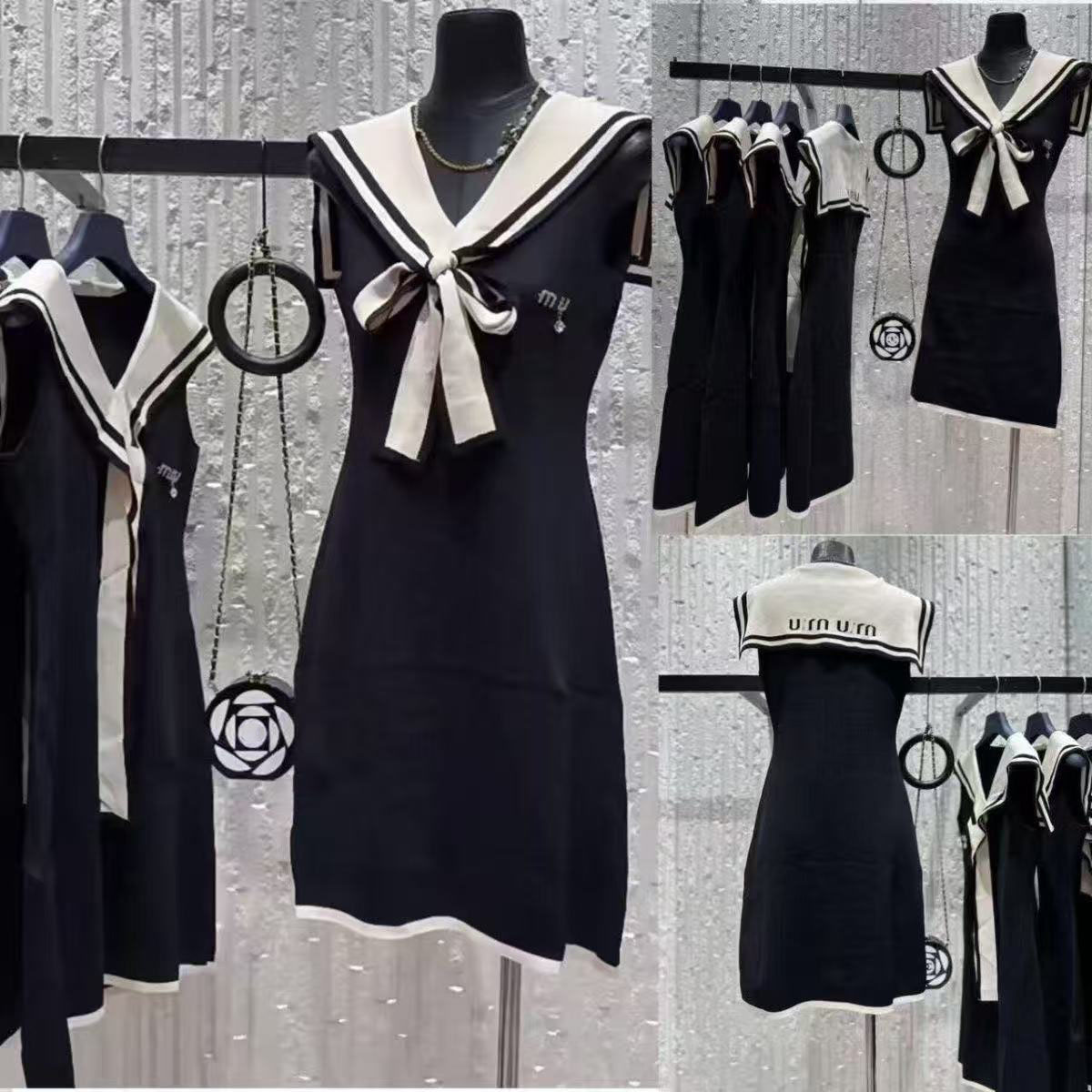 2025ss France Hepburn little black dress ladies dress summer new design sense waist slim ice silk knit dress basic casual dress