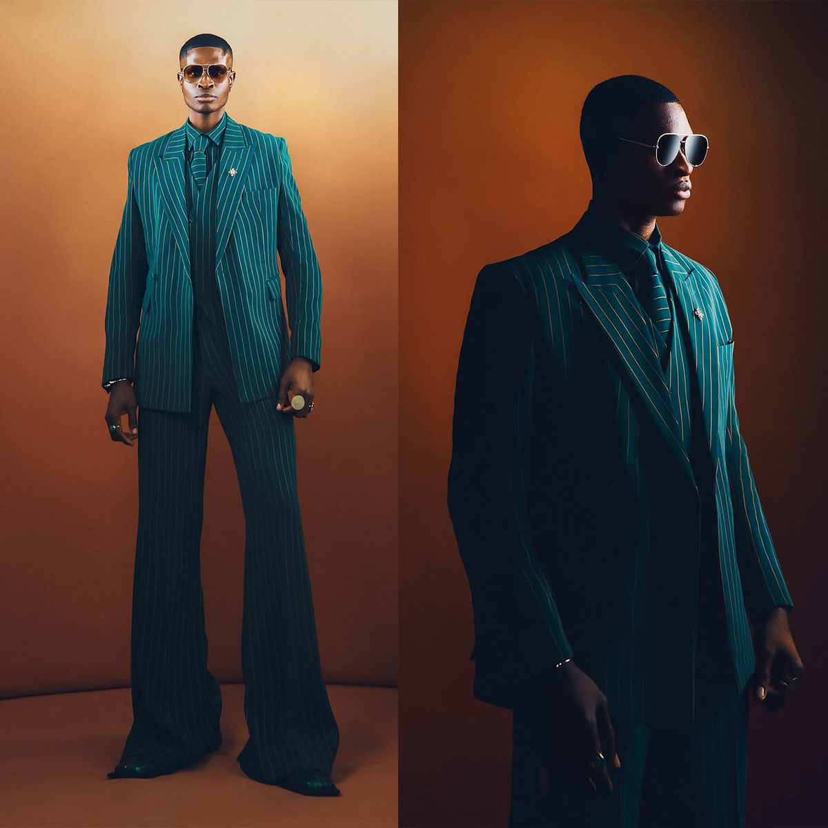 Elegant Men Suits 3 Pieces Set Stripe Peaked Lapel Jacket Tailor-Made Blazer Groom One Button Customized Coat Vest Pants Plus Size