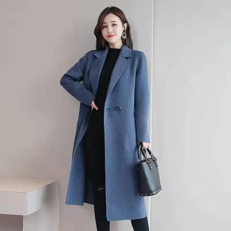Plus Size Womens MidLength Woolen Coat Slim Fit HighEnd Outerwear Spring Autumn Style Fashionable Jacket 250815