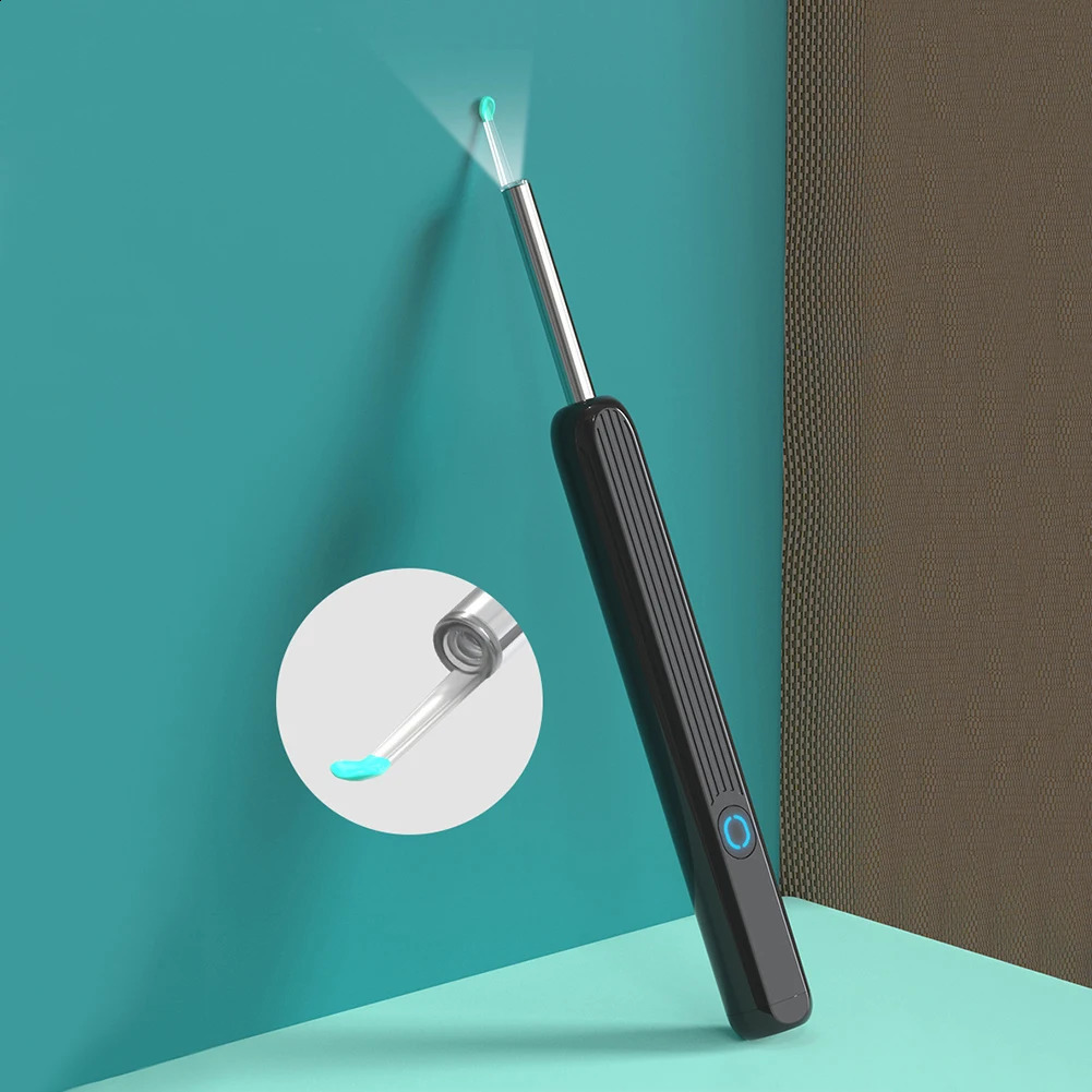 Pick d'oreille visuelle intelligente sans fil avec caméra HD et 6 lumières LED Endoscope d'oreille visuelle intelligente rechargeable pour les ad