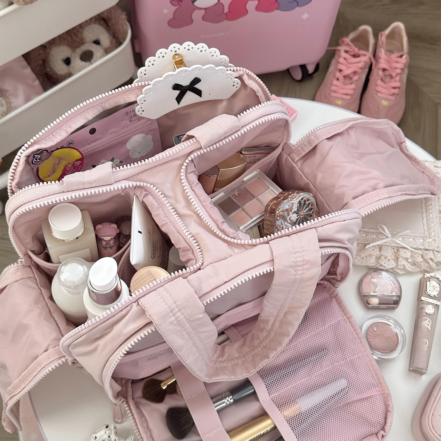 New partitioned large capacity toiletry bag makeup bag portable double-layer travel toiletry bag high quality designer bag VIP Special offer