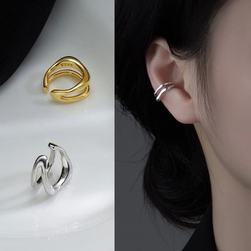 1pc boucles d'oreilles manchettes non perçantes Boucle d'oreille à double couche à double couche pour femmes fausses bijoux Y2K simples 2024 2508