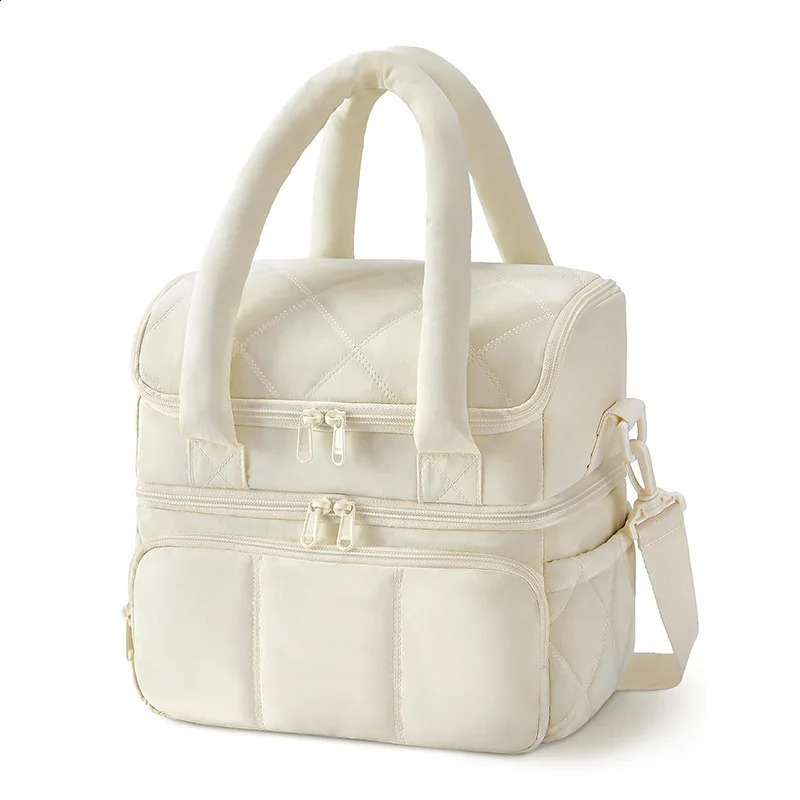 1pc Double-layer Insulated Lunch Box Ladies Lunch Bag Leak-proof Durable Reusable Portable Picnic Bag Nylon Urban Simplicity 250815
