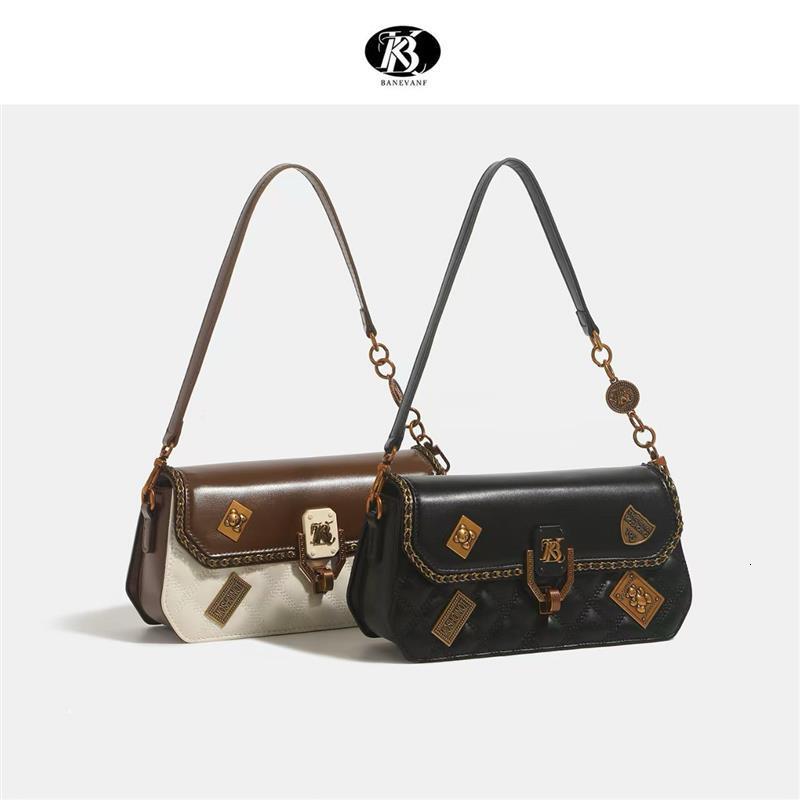 Abason New Medal Underarm Quilted Small Square Women's Genuine Leather Crossbody Bag