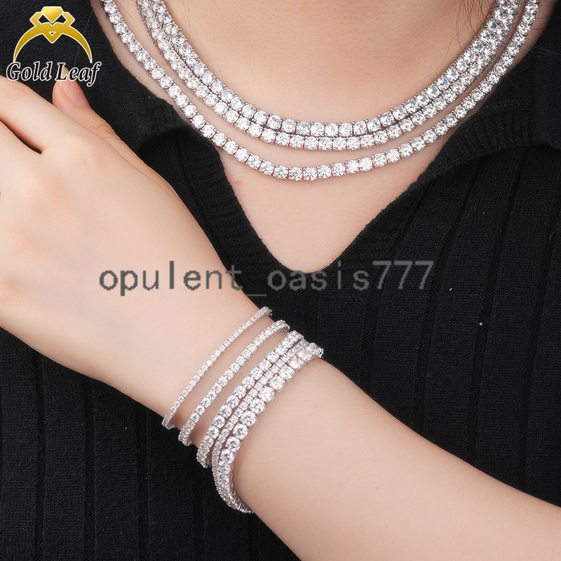 Custom 14K White Gold Tennis Necklace 3mm D Color VVS Moissanite GRA Certified Link Chain Elegant Tennes Chain
