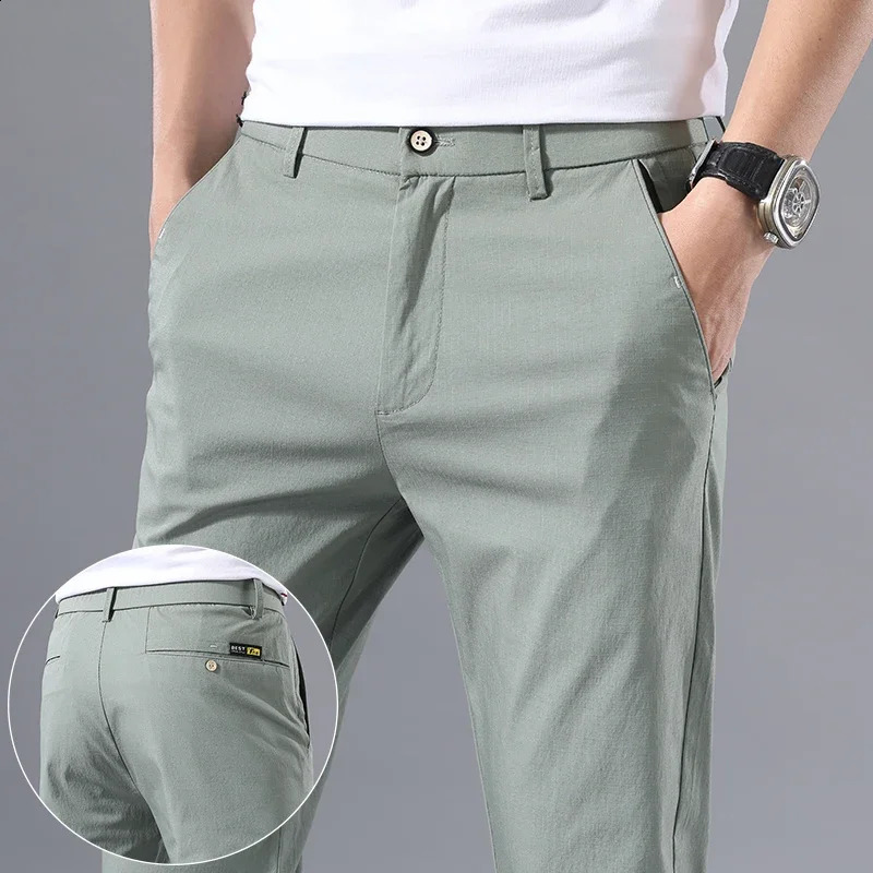 Spring Summer Thin Slim Men Casual Pants Classic Business Cotton Stretch Golf Trousers Korean Fashion Male Clothing Pants 250808
