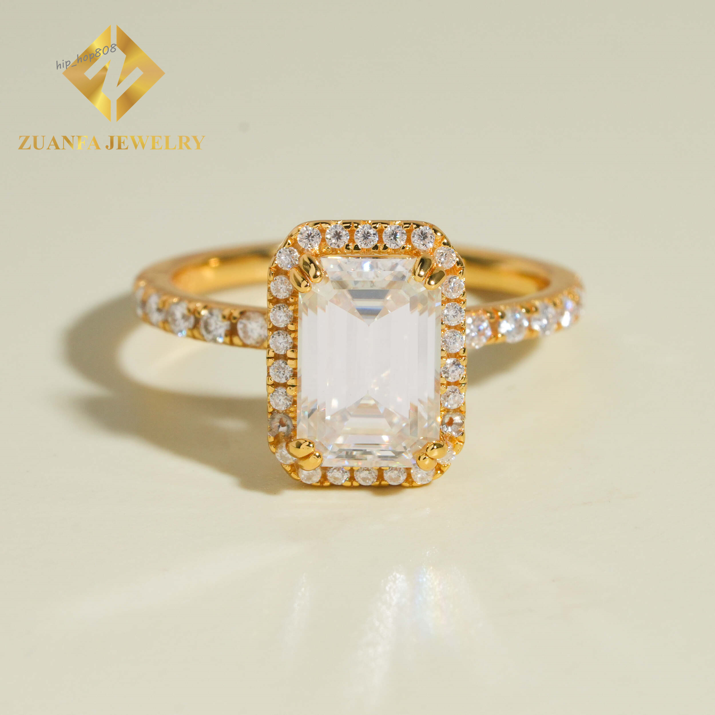 Round Emerald Cut Moissanite Wedding Ring 925 Sterling Silver VVS Moissanite Rings Jewelry Diamond Engagement Rings for Women