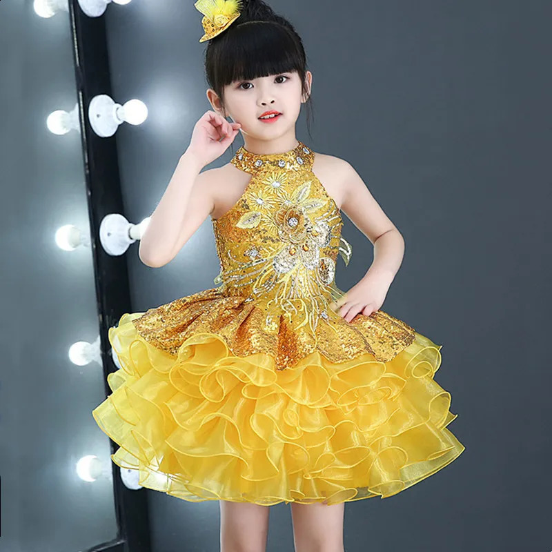 Étage d'été princesse filles robes décontractées sequin tutu enfants costume robe fille fête vêtus de bébé danse gamine robe vestidos 250815