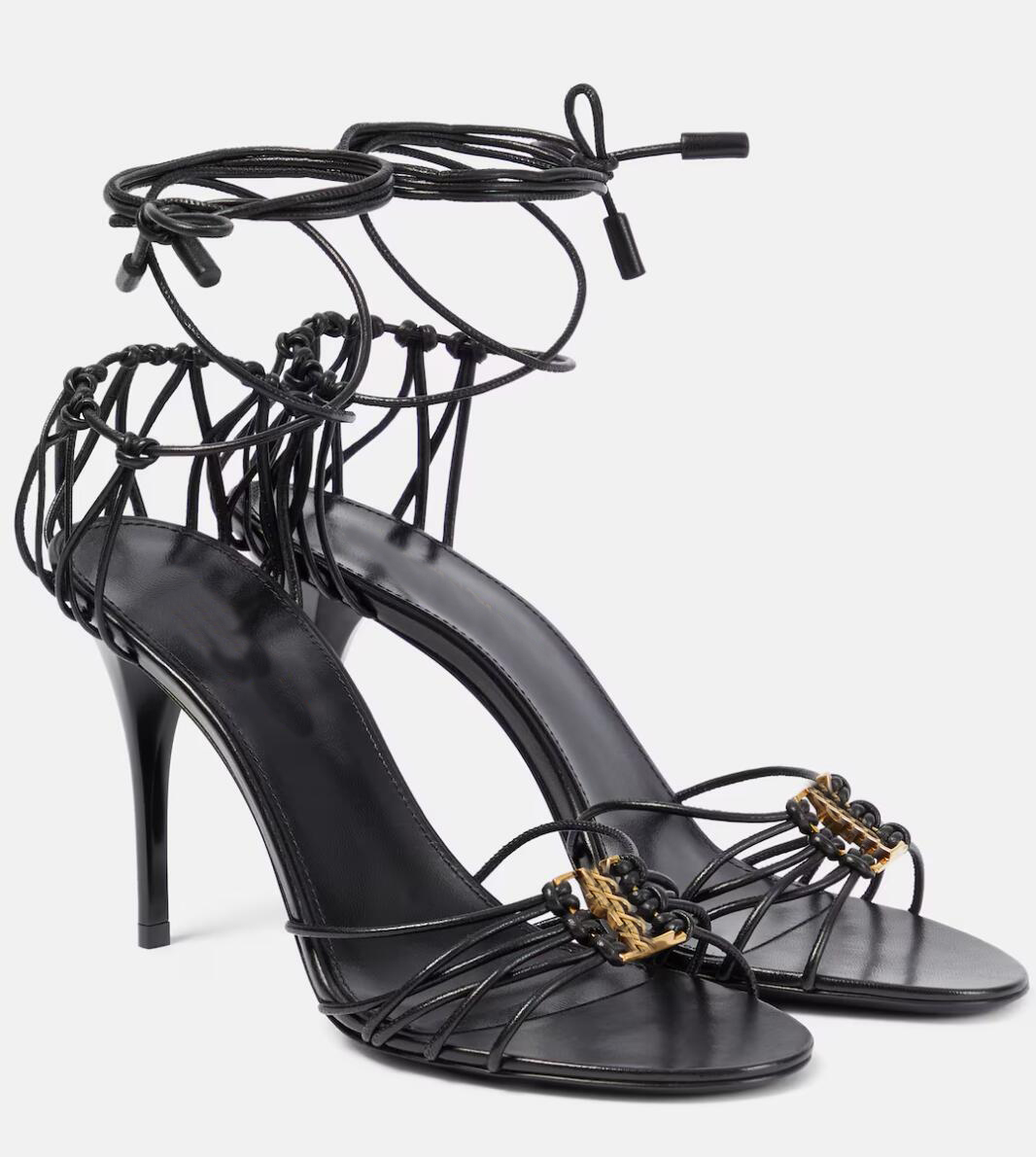Summer Luxury Women Babylone Sandals Shoes Bronze-tone Cassandre Wrap-around Ankle Strap Stiletto Heel Party Dress Wedding Lady Pumps