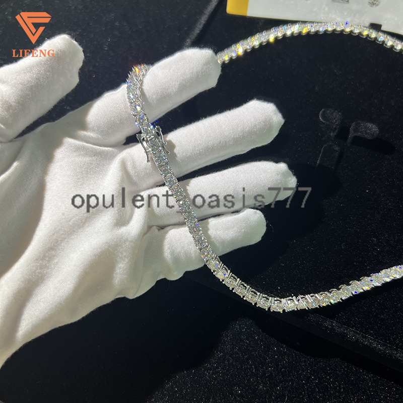 Lifeng Jewelry Unisex Hip Hop Tennis Chain 5MM Gold Plated 925 Sterling Silver D Color VVS Diamond Moissanite 5MM Gold Silver