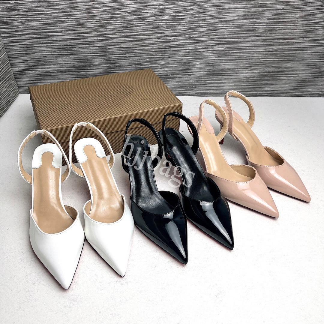 Women Mules Dress Shoes High Heels Womens Designer Genuine Leather Pumps Lady Sandals Classic Style Wedding Slingback Heels Black 80mm Heel