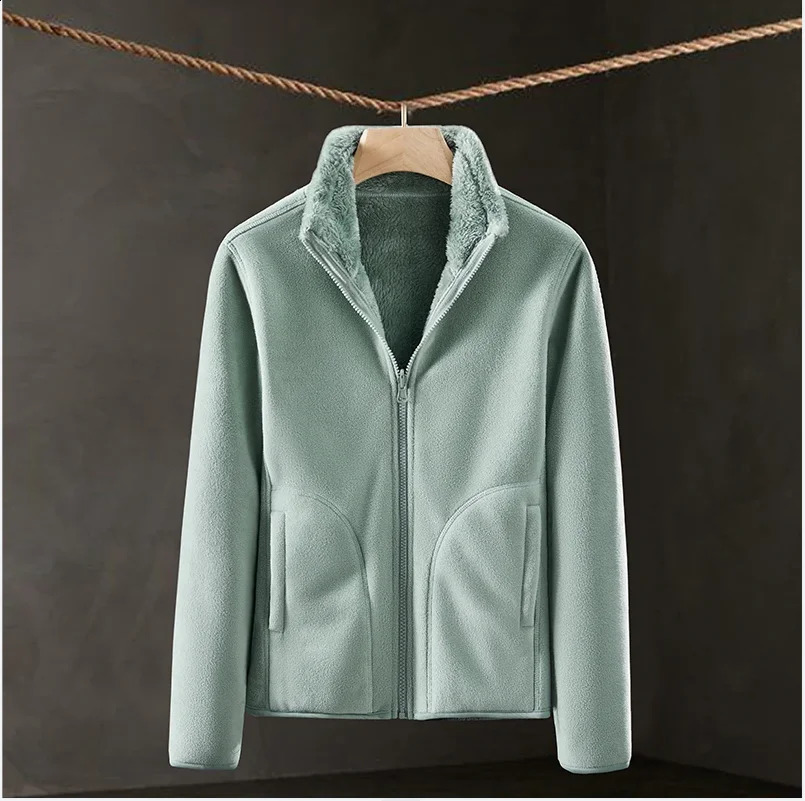 Fleece WomenS Outdoor Clothing Fashion Versatile Winter Leisure Sports Thickening DoubleSided Warm Coat Female Jacket 250815