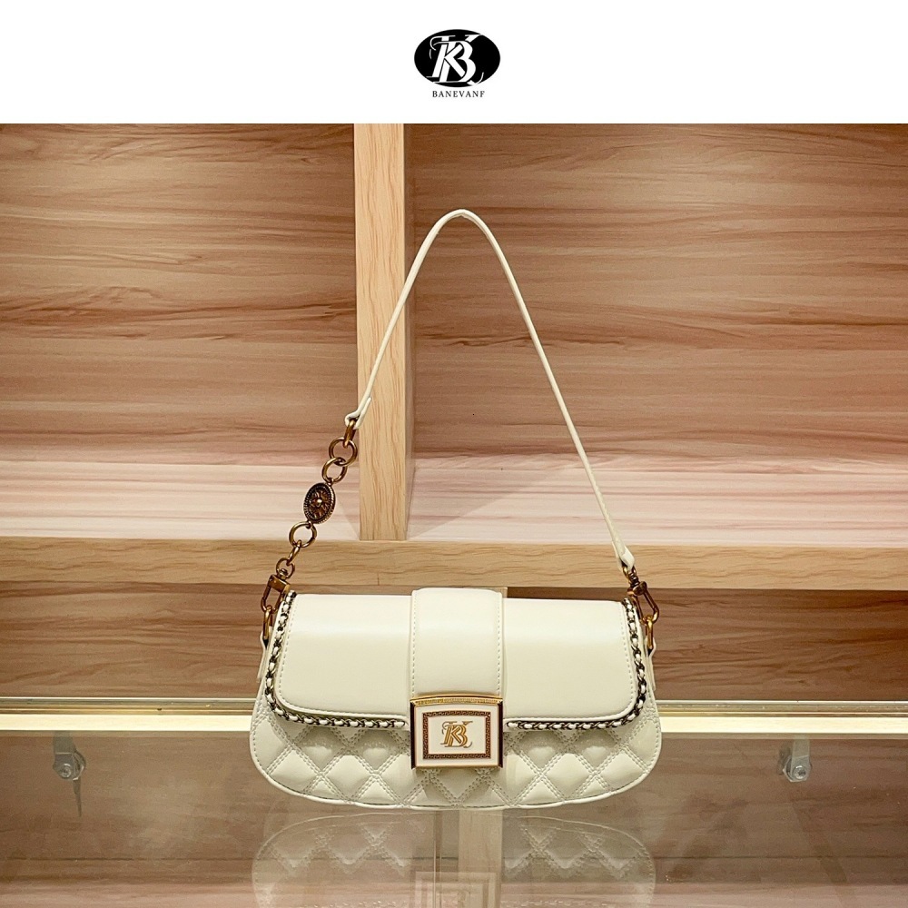 KB Bani Princess New High-End Genuine Leather Quilted Underarm for Women Fashion Versatile Shoulder Crossbody Bag