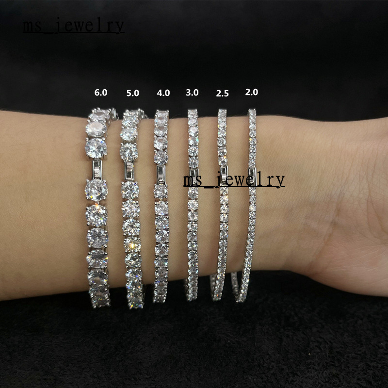 Silver Sterling 925 Chain Moissanite Bracelet Silver Gold Plated Bangles Bracelet