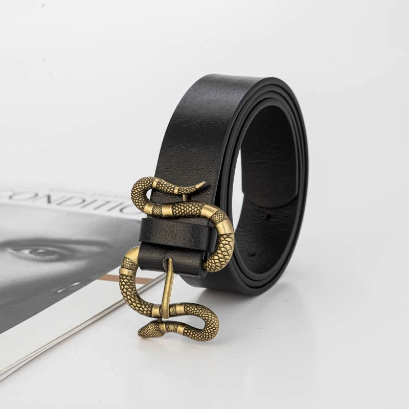 Vintage designer belt for men snake womens belt fashion big metal buckle cinturon hombre width 3.8 cm genuine leather luxury belts for women designe