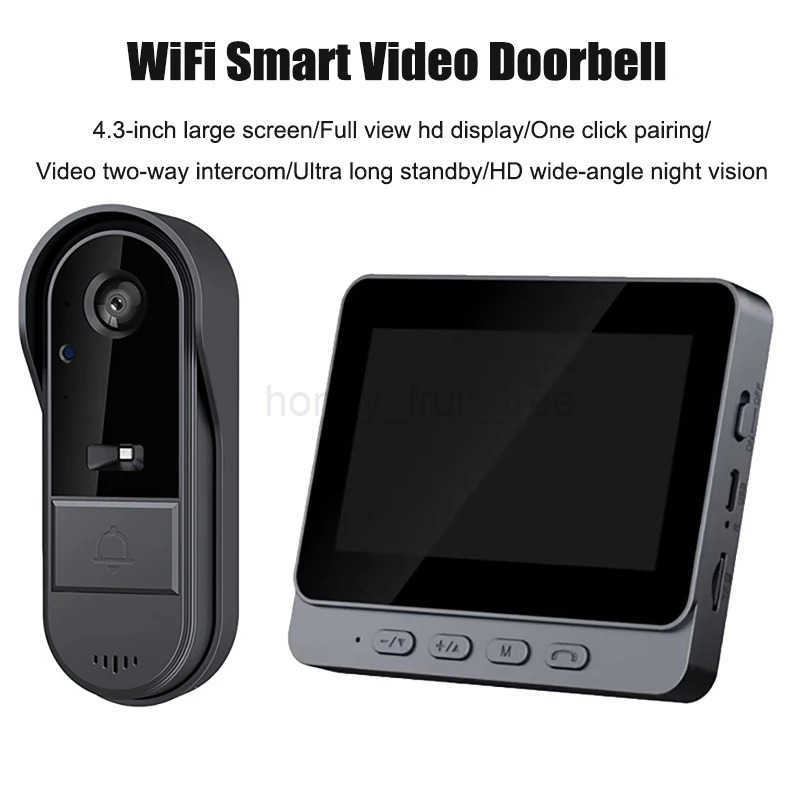4.3 IPS Screen Wireless Intercom Doorbell Camera Smart HD Night Vision Two-Way Audio Waterproof Home Security Video Doorbell T250816