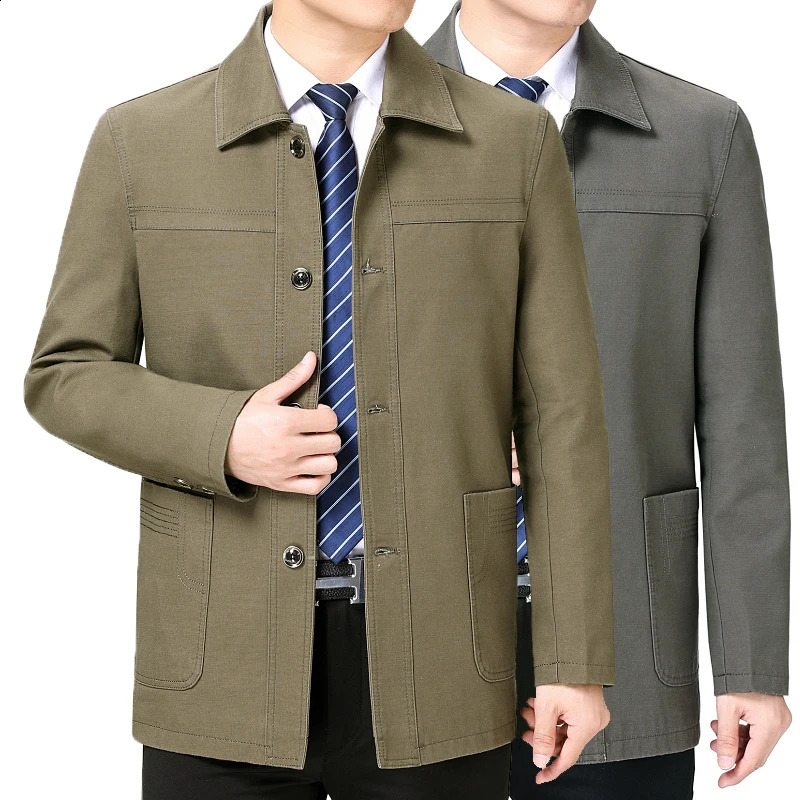 Veste en coton à la middleated Spring Automne Trenlet Trench Coat Large Taille avec des boutons à la mode Classic Extérieur 250814