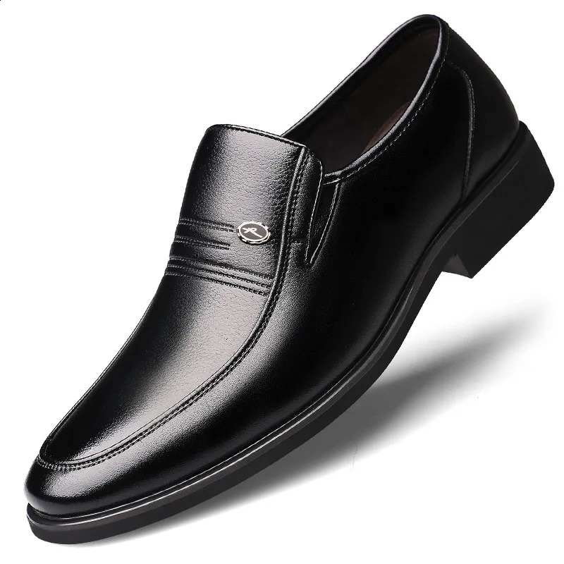 Mens Dress Shoes Fashion Pointed Toe Mens Business Casual Shoes Brown Black Leather Oxfords Shoes Zapatos De Hombre 250814