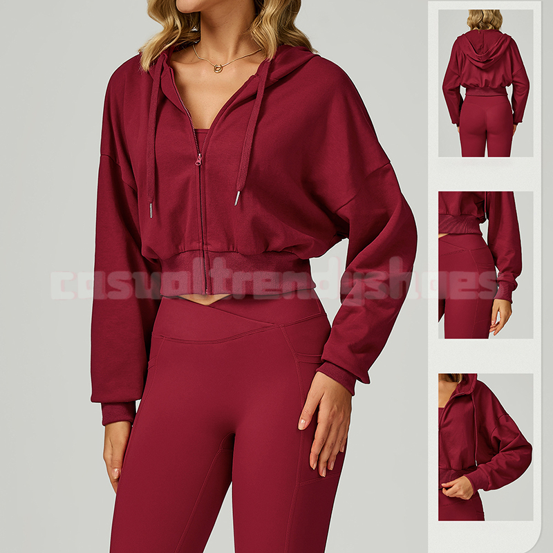 Women's Sports Hoodies Winter Workout Hoodies Zip Up Coat Fleece Lined Long Sleeve Athletic Jacket Loose Fit Casual Sports Top for Running G