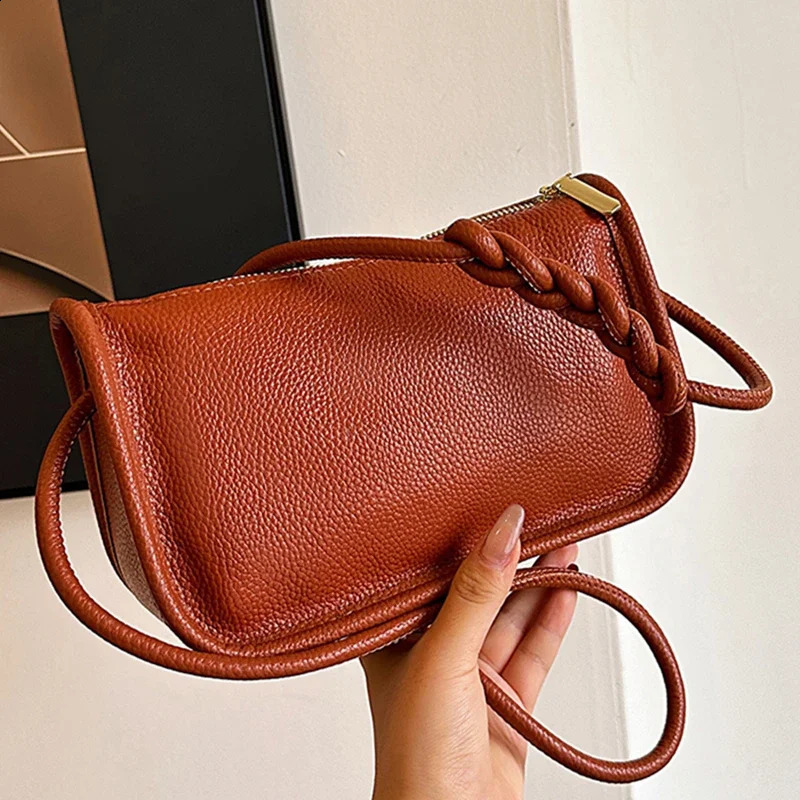 100%Real Cowhide Genuine Leather Sac Fashion Women Crossbody Bags For Ladies High Capacity Shoulder Bag Handbag Female Purse 250814
