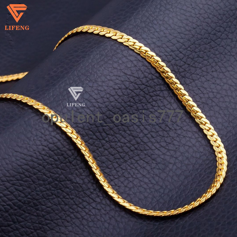 Lifeng Jewelry 5mm 925 silver 925 silver Plain Solid 18k Gold Plated Cuban Link Chain Necklace Men Hiphop Luxury Chain Necklace