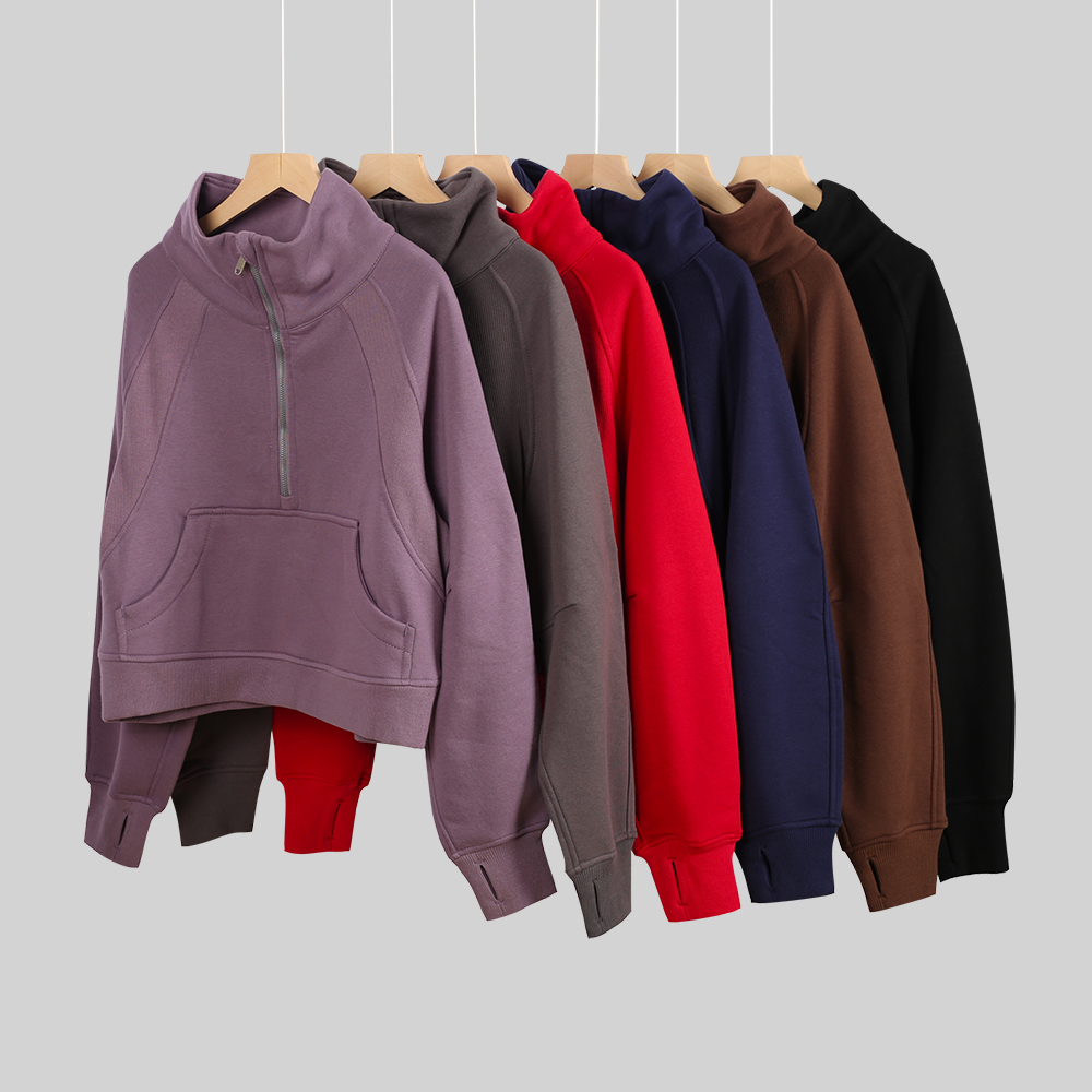 Women Yoga Hoodie Jacket Workout Sport Coat Fitness Gold Zipper Jacket Sports Solid ColorZip Up Sweatshirt Sportwear Sweatshirt Size 2-12