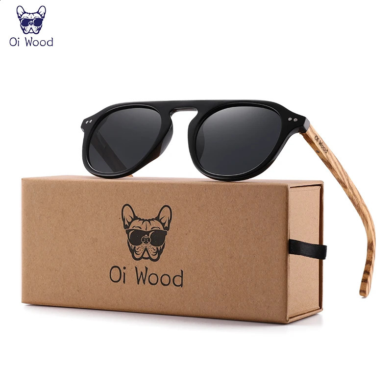 Oi Wood Classic Sunglasses For Mem Women Polarized UV400 Protection Eyewear Wooden Black Glasses Zebra Wood 250807