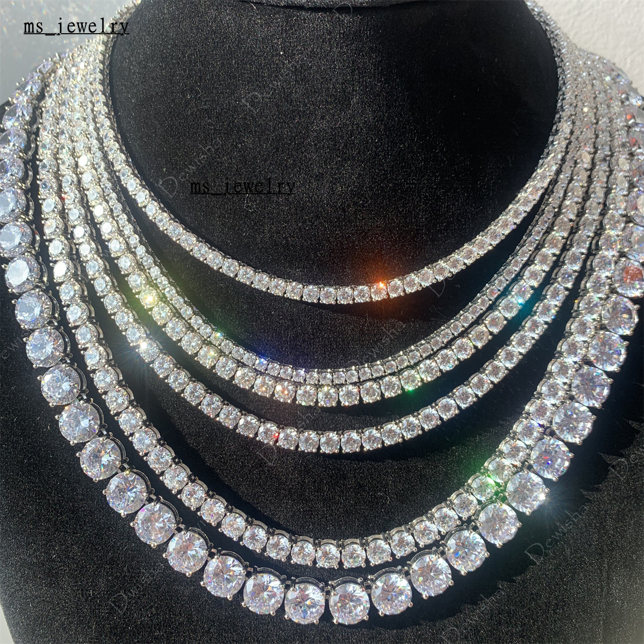 Bijoux brillant de mode 5A + Collier de diamant Moisanite 2 mm 3 mm 4 mm 5 mm 6,5 mm chaîne de hiphop