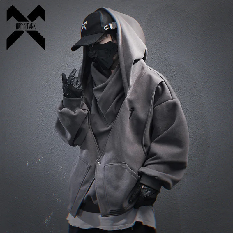 11 BYBBS DARK Turtleneck two Hoodie Techwear Men Functional Hoodies Hip Hop Streetwear Pullover Sweatshirts Oversized 250814